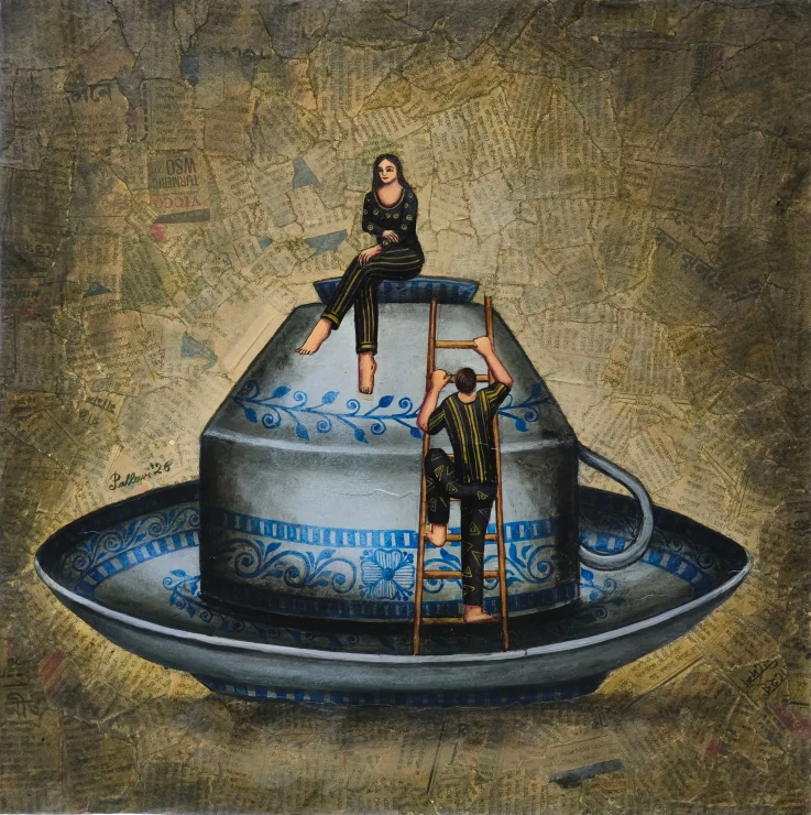 Untitled (ART-8814-127682) - Handpainted Art Painting - 14in X 14in