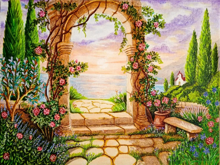Nostalgia, Portal To The Land Of Sunsets (PRT-19066-127694) - Canvas Art Print - 30in X 22in