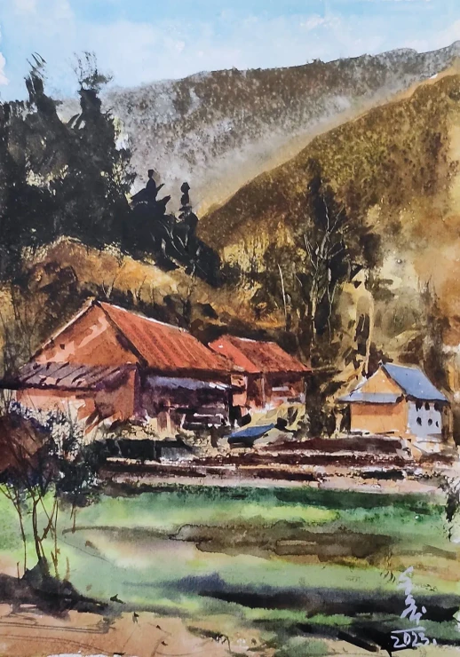 Mountain (ART-7901-127734) - Handpainted Art Painting - 8in X 12in