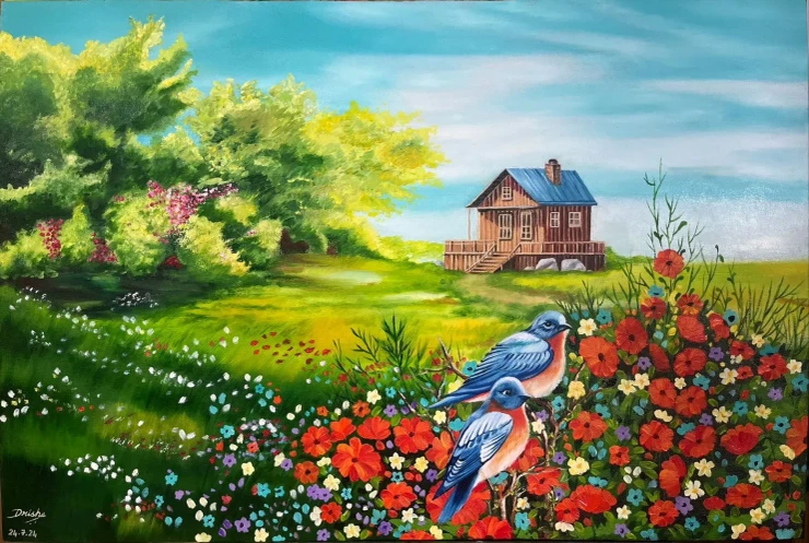 A Little Haven Called Home (ART-19272-128030) - Handpainted Art Painting - 30in X 20in
