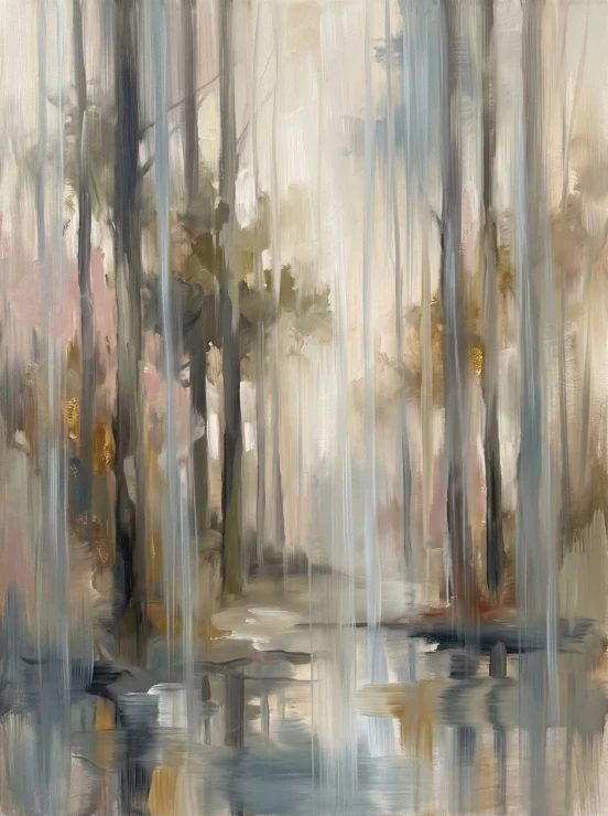 Rain Through Forest Trees (PRT-15697-127865) - Canvas Art Print - 45in X 60in