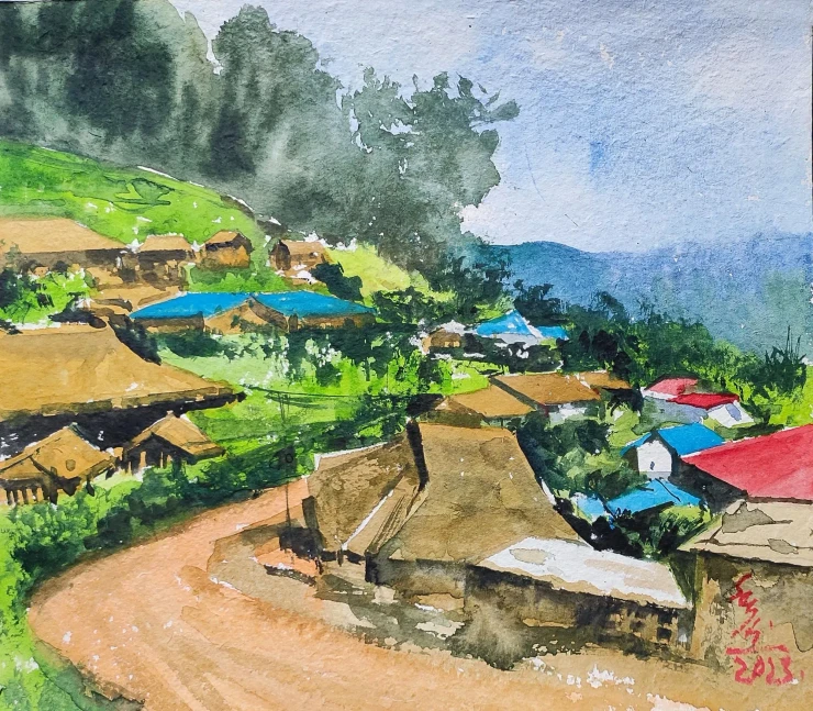 Household (ART-7901-128184) - Handpainted Art Painting - 11in X 10in