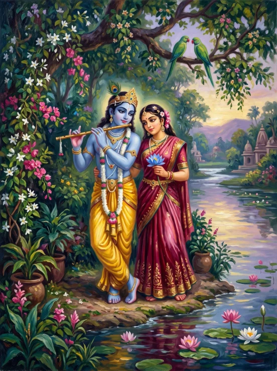 Riverbank Melody And Blossoms (PRT-15697-128140) - Canvas Art Print - 45in X 60in