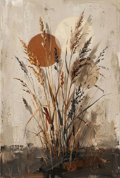 Earthy Echoes And Reeds (PRT-15697-127798) - Canvas Art Print - 40in X 60in