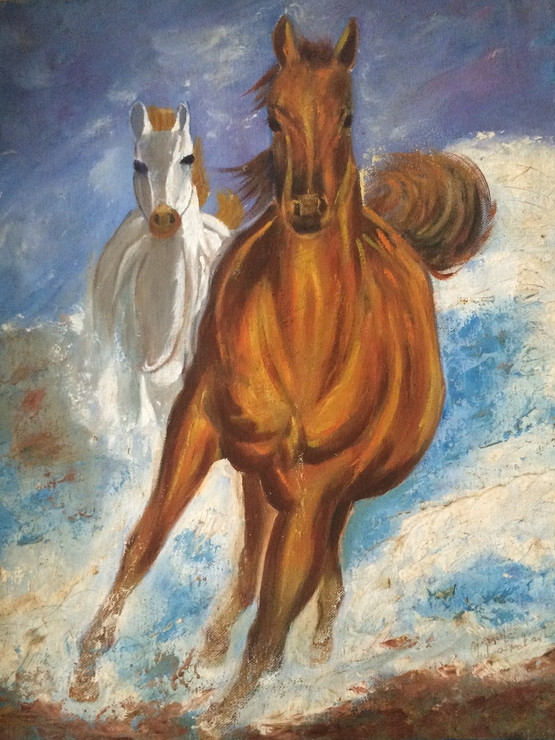 Running horse, galloping horse,Galloping Horse,ART_1295_11205,Artist : Shoba Prakash,Oil