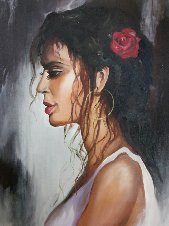 woman, portait, lips, kiss, love, sex,The Spanish woman,ART_607_8830,Artist : Amaey Parekh,Oil