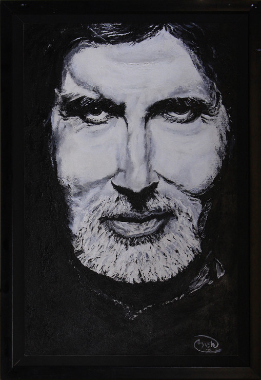Amitabh, Bachchan, Portrait, Black/White, Real, 3D,Amitabh Bachchan,ART_306_8050,Artist : AYUSH AGRAWAL,Acrylic