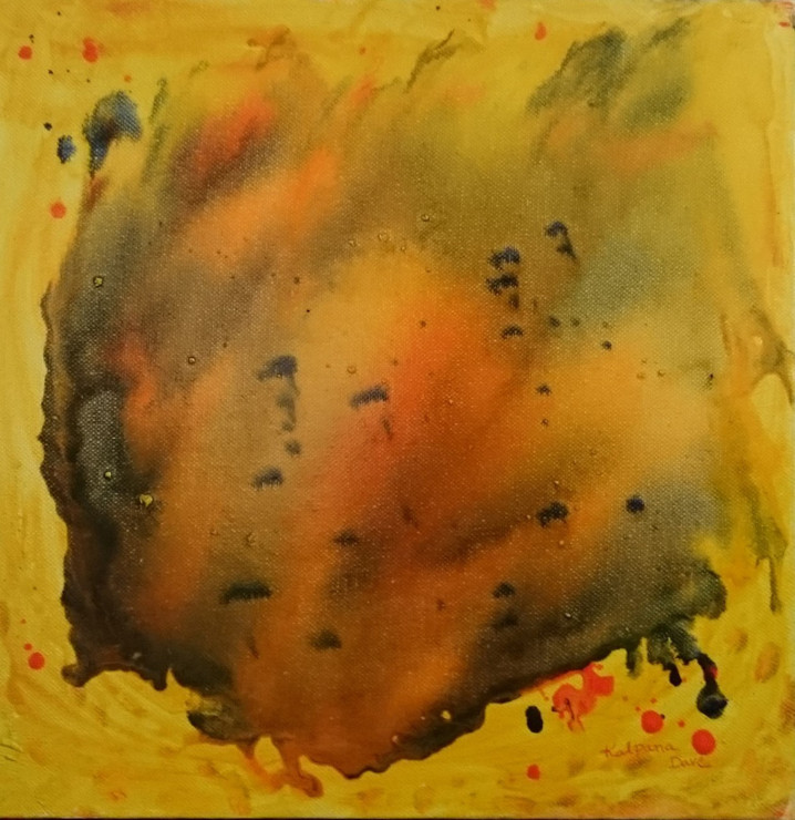 Abstract, Modern Art, Modern, Universe, Yellow, Red, Cosmic Energy, Positive energy,Universe,ART_827_11488,Artist : Kalpana Dave,Oil