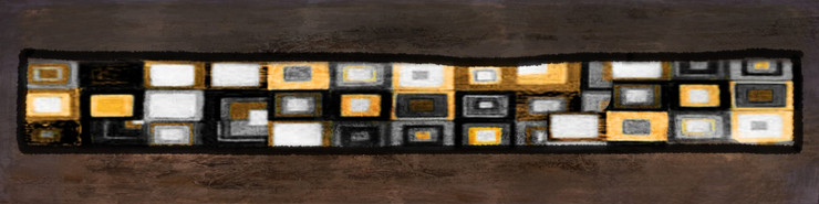 Peeps - 64in X 16in,26Square22_6416,Black, Dark Shades,160X40 Size,Modern Art Art Canvas Painting