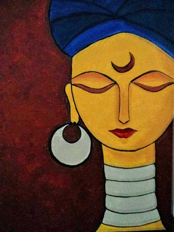 woman,turban,contemporary,solitude,18*24 - Solitude,ART_571_8755,Artist : Madhavi Sandur,Acrylic