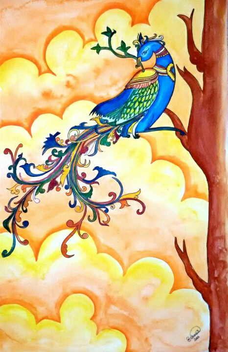 Peacock,Peacock,ART_1403_11803,Artist : AARATHI MANIKANDAN,Water Colors