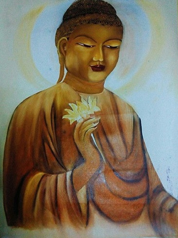 Buddha,Buddha spreading peace,ART_1454_11923,Artist : Sudha  Sharma,Oil