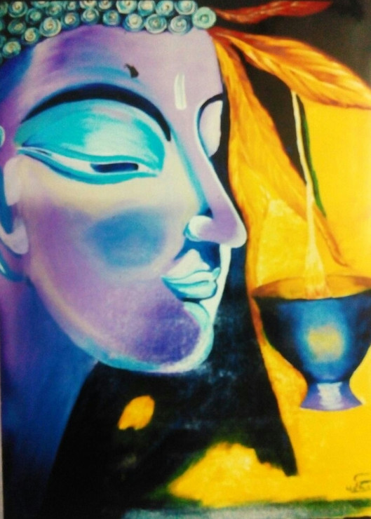 Buddha,Buddha Enlightment,ART_1454_11922,Artist : Sudha  Sharma,Oil
