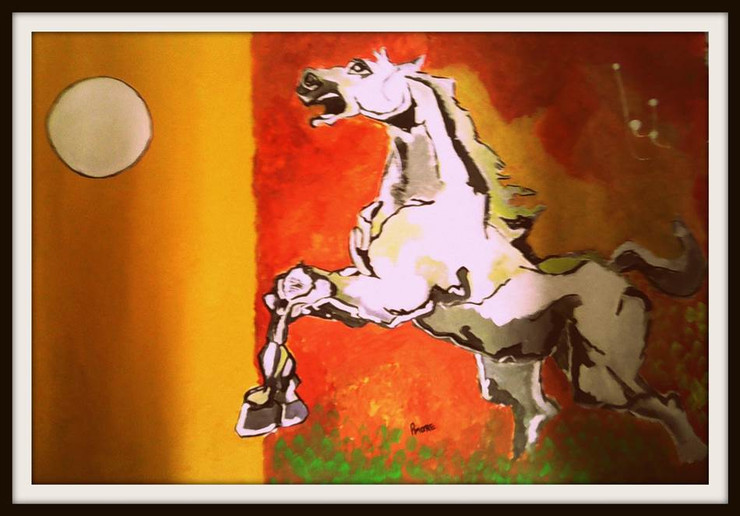 ,horse to the moon,ART_1033_1849,Artist : PARESH MORE,Acrylic