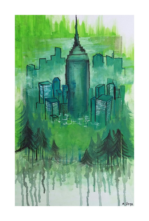 City scape , modern art , New age art,Today Forest,ART_1499_12180,Artist : Ashna Ralh,Poster Colors