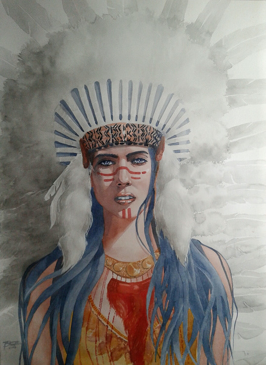 woman ,Squaw2,ART_558_12240,Artist : BHAVIN MEHTA,Water Colors