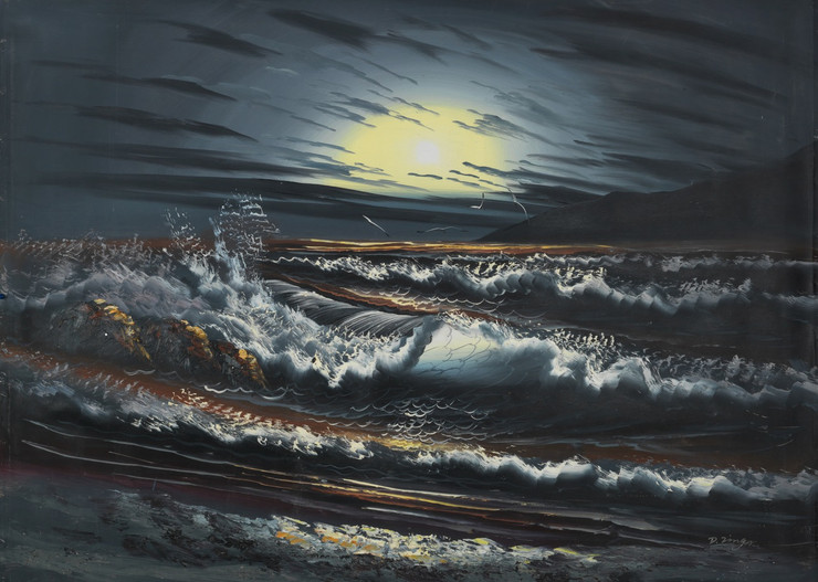Sea paintings,bharti-ohoti paintings,storm thundering paintings,Sea Storm Thundering,FR_1523_12373,Artist : Community Artists Group,Acrylic