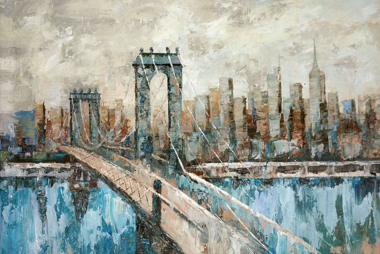 brroklyn bridge, skyscrapers, new york, usa, city, bridge over water,Brooklyn Bridge,ART_1550_13211,Artist : Community Artists Group,Acrylic