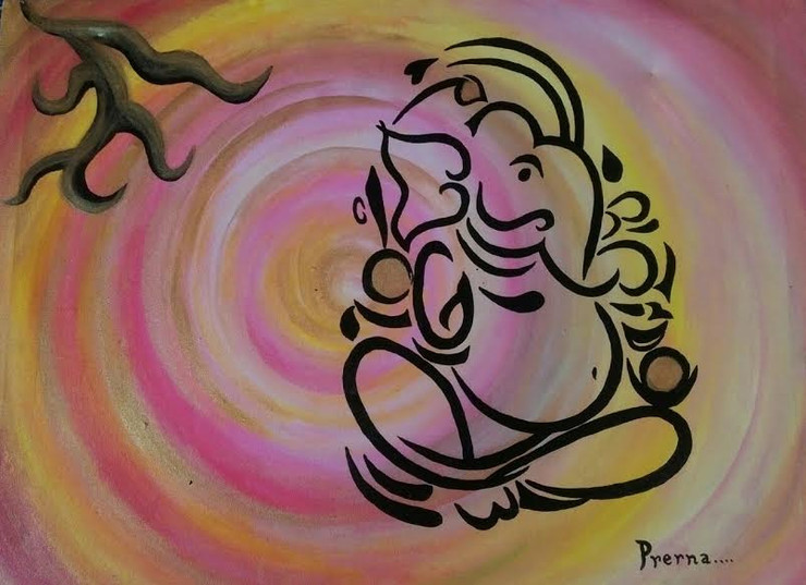 ,Circular background with ganesha,ART_1564_13281,Artist : Prerna Duggal,Acrylic