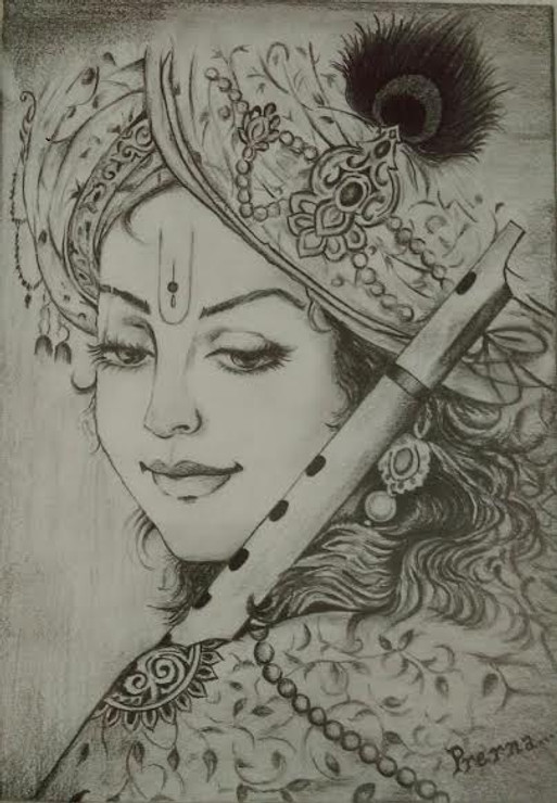 ,Krishna Beauty,ART_1564_13268,Artist : Prerna Duggal,Pencil