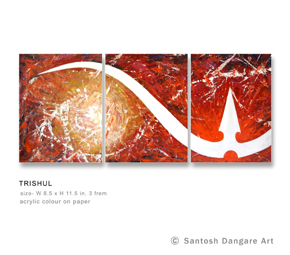 TRISHUL (ART_1609_13580) - Handpainted Art Painting - 26in X 11in