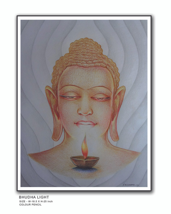 BHUDHA LIGHT (ART_1609_13573) - Handpainted Art Painting - 19in X 25in