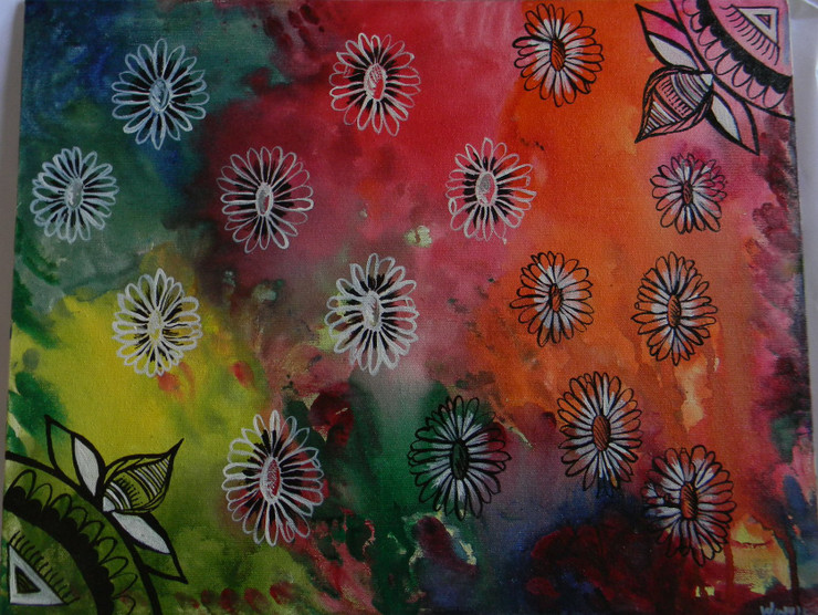 Abstract Floral (ART_1670_13801) - Handpainted Art Painting - 18in X 14in