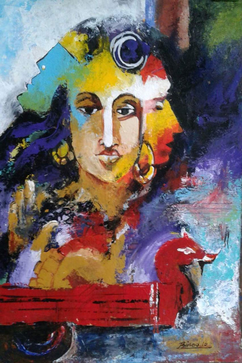 BINOD DAS, ABSTRACT, DURGA,TRIDEVI,ART_1667_13847,Artist : BINOD KUMAR  DAS,Mixed Media