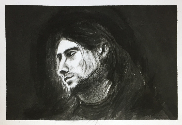 Nirvana, Kurt Cobain, Rock, Grunge, Rockstar, Legend,Nirvana and Grunge,ART_1684_13888,Artist : Sandeep Pranoy,Water Colors