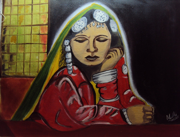 kashmiri women,kashmiri women,ART_1552_14266,Artist : Nidhi Jain,Oil
