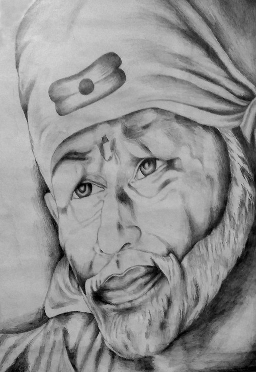 Sai baba,Inspire from SAI,ART_1739_14291,Artist : Ravi Borade,Pencil