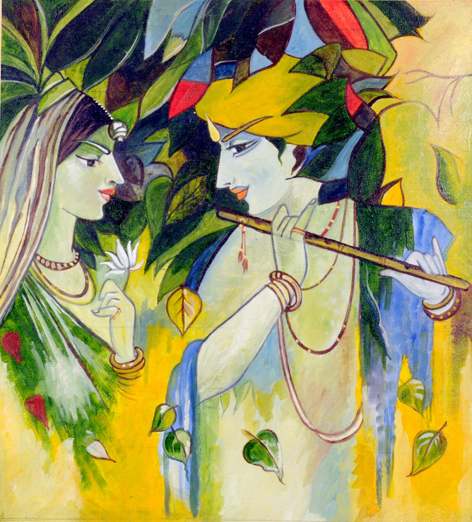 Eternal Love (ART_1688_14403) - Handpainted Art Painting - 16in X 18in
