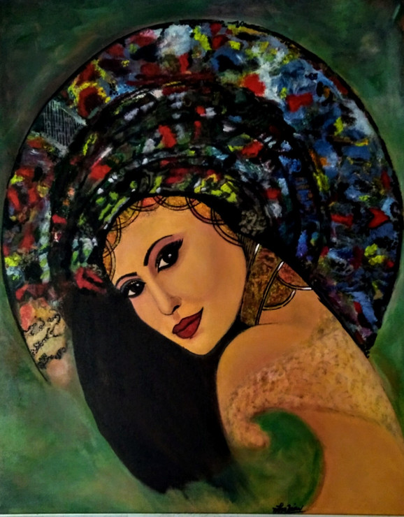 Ana:The Girl (ART_667_14518) - Handpainted Art Painting - 30in X 30in