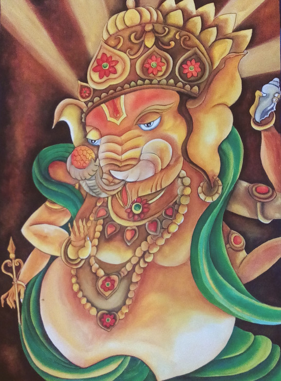 ganesha,indian contemporary art,ganesha,ART_1315_11241,Artist : Sujan Babu,Water Colors
