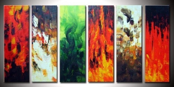 Magic of Colors  - 60in x 30in (10in X 30in each X 6pcs),RTCSD_11_6030,Multipiece,Museum Quality,Abstract,Fresh - 100% Handpainted Buy Painting Online in India.