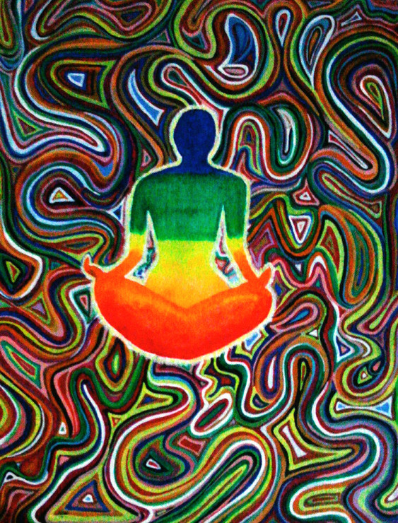 motivational,Yoga,Meditation,Vibrations,colorful,Beautiful,Meditating Guru,ART_1856_14936,Artist : Shweta H Kaul,Acrylic
