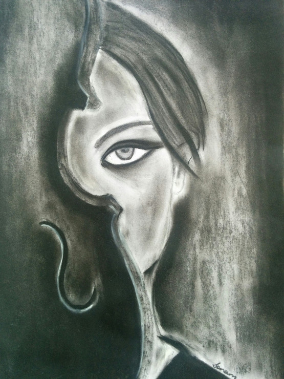 Behind the scenes (ART_1786_15139) - Handpainted Art Painting - 12in X 16in