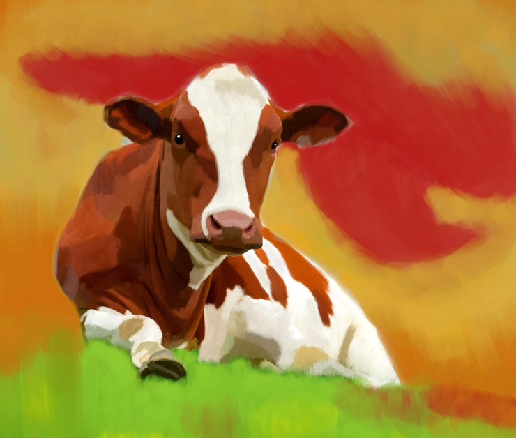 cow paintings,56Anm65,MTO_1550_15122,Artist : Community Artists Group,Mixed Media