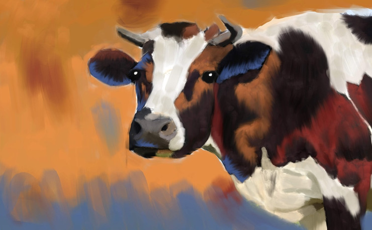 cow paintings,56Anm64,MTO_1550_15121,Artist : Community Artists Group,Mixed Media