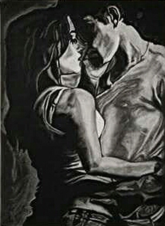 Couple, love, romance, charcoal, black and white,Couple's goal 2,ART_1898_15648,Artist : Ravish Choudhary,Charcoal