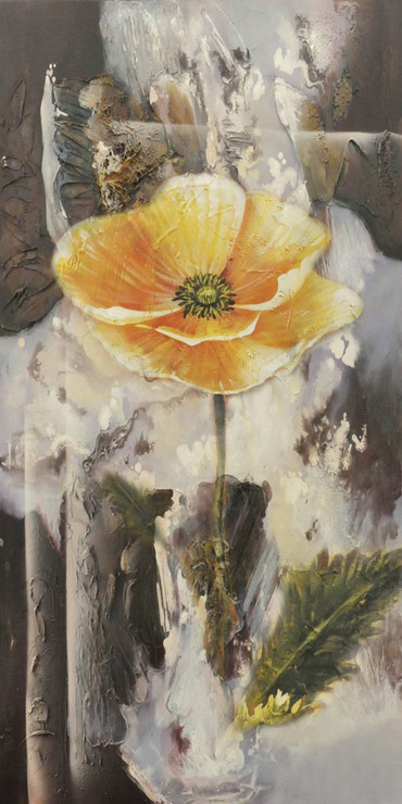 Pristine2 - 16in X 32in,28Flower78_1632,Black, Dark Shades,40X80 Size,Flowers, Animals, Nature Art Canvas Painting