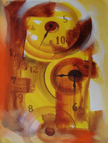 Golden Time (ART_1700_14126) - Handpainted Art Painting - 12in X 18in