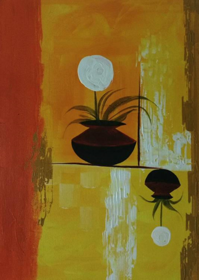 ,Flower pot,ART_1700_14114,Artist : Kraftsland India Corp,Acrylic