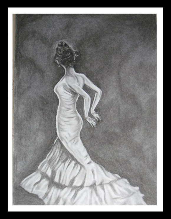 Girl,Dancing Lady,ART_1385_11687,Artist : Chitra Ariram,Charcoal