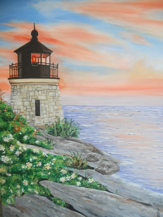 A Vintage Light House (ART_889_3579) - Handpainted Art Painting - 30in X 40in