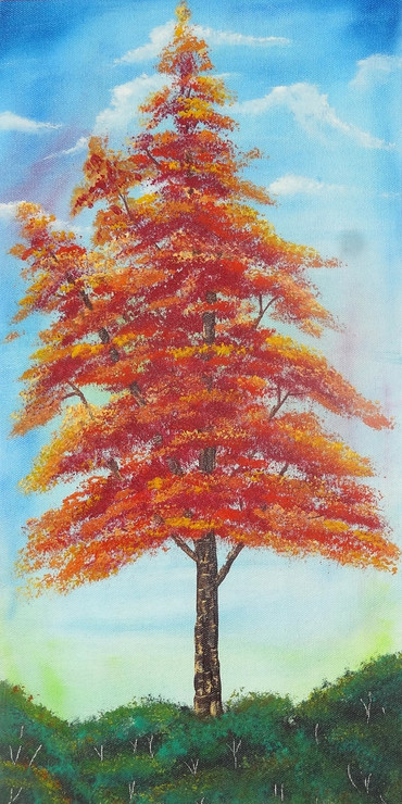Tree, Nature, Forest, Oil, Autumn,A Peacceful Tree (SA101),ART_1995_16330,Artist : Sijo Joseph,Oil