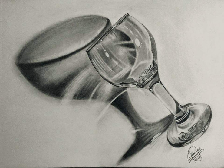 glass, empty, emptyness, shade,Emptyness,ART_518_16428,Artist : Aakash Jain,Pencil