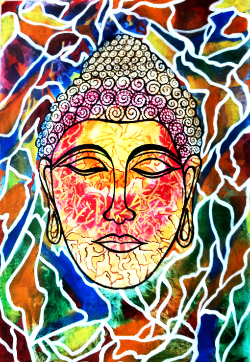 buddha,enlightenment,colorful,peace,serenity,vibrant,Enlightening Buddha,ART_1856_16609,Artist : Shweta H Kaul,Acrylic