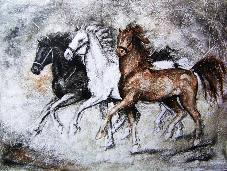 horse,horse series,ART_2086_16871,Artist : Syed Hasan,Acrylic