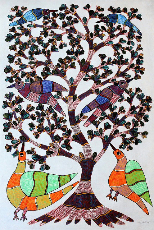 Gond paintings, Tribal Painting, Art Painting, Gond Artist Handpainted, Original gond Art painting,Gond Tribal Art Painting,ART_2114_17078,Artist : Tribal Valley Digital Shopping,Acrylic